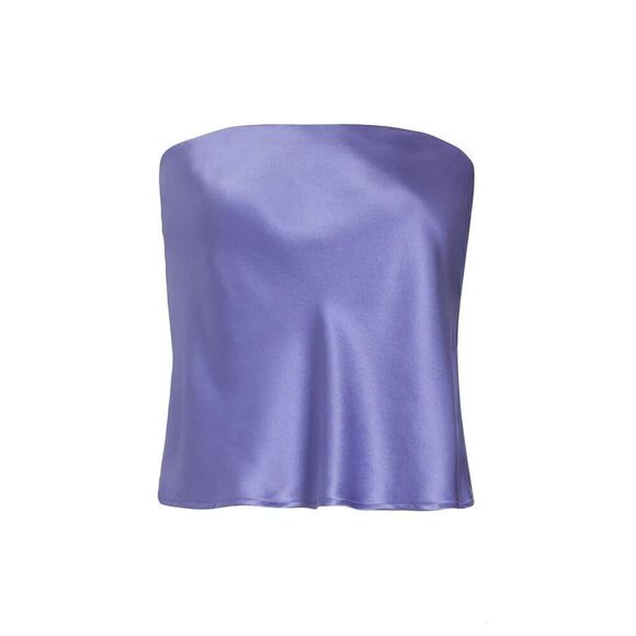 Reformation Spritz Silk Strapless Silk Top Size XL Purple - Picture 2 of 8
